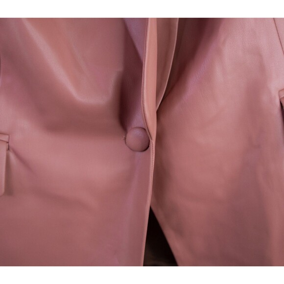 Wildfang Dusky Rose Leather Blazer Jacket - Picture 3 of 16
